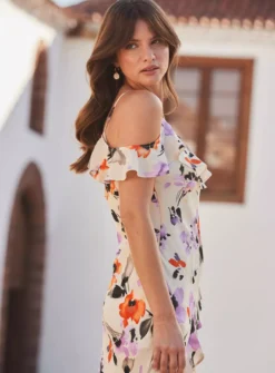 SOSANDAR Ivory Floral Cold Shoulder Ruffle Maxi Dress 18 7 SOSANDAR Ivory Floral Cold Shoulder Ruffle Maxi Dress 18 -Fit In Dress Sales tuc144548948 Ivory R Z004A