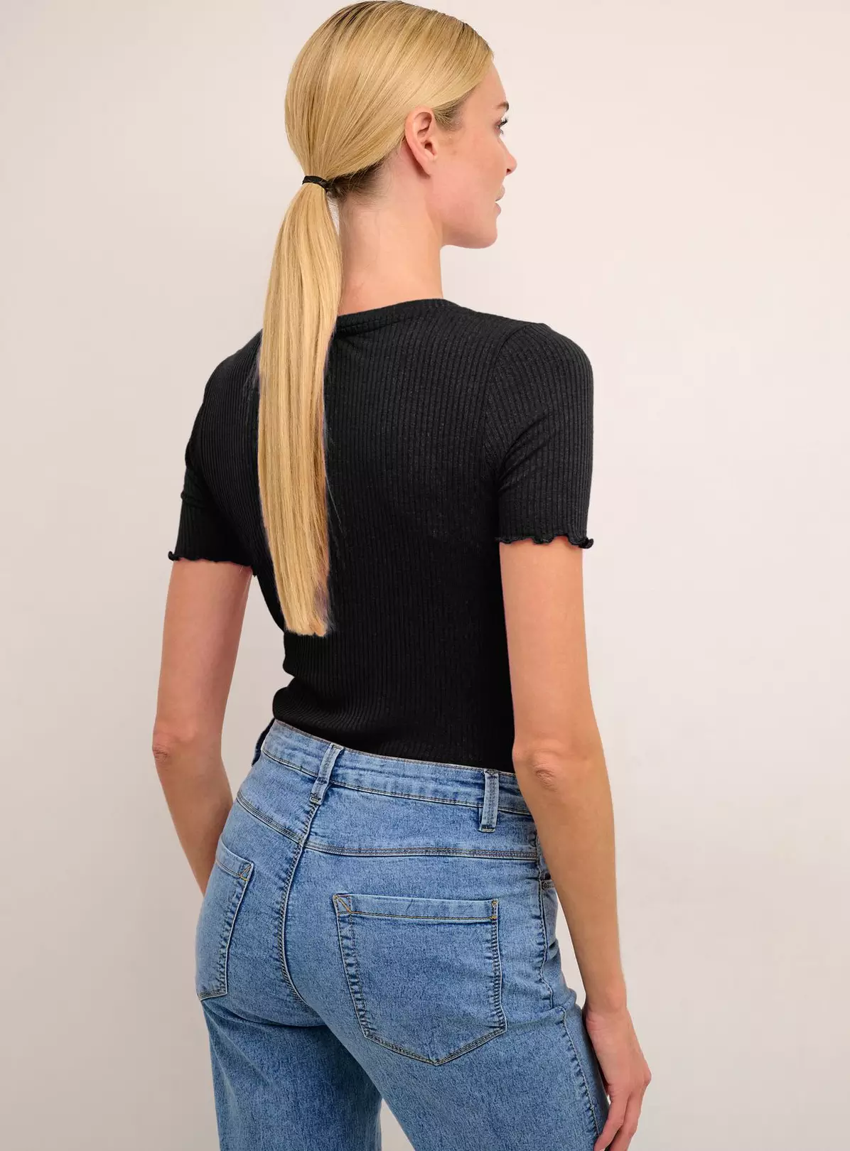 KAFFE Drew Short Sleeve Rib T Shirt Black XS 2 KAFFE Drew Short Sleeve Rib T Shirt Black XS - Image 2