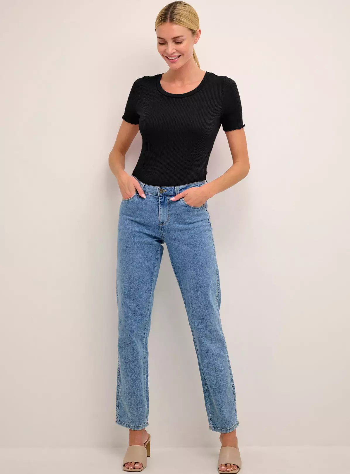 KAFFE Drew Short Sleeve Rib T Shirt Black XS 3 KAFFE Drew Short Sleeve Rib T Shirt Black XS - Image 3