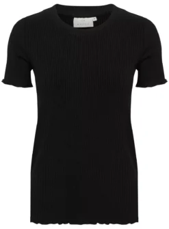 KAFFE Drew Short Sleeve Rib T Shirt Black XS 9 KAFFE Drew Short Sleeve Rib T Shirt Black XS -Fit In Dress Sales tuc144626491 Black R Z004A