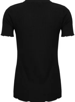 KAFFE Drew Short Sleeve Rib T Shirt Black XS