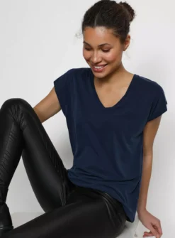 KAFFE Lise V Neck T Shirt XL 11 KAFFE Lise V Neck T Shirt XL -Fit In Dress Sales tuc144626951 Blue R Z004A