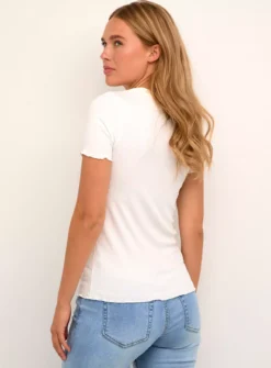 KAFFE Drew Short Sleeve Rib T Shirt White XS -Fit In Dress Sales tuc144637238 White R Z002A