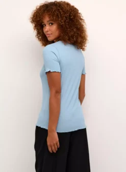 KAFFE Drew Short Sleeve Rib T Shirt Blue M 9 KAFFE Drew Short Sleeve Rib T Shirt Blue M -Fit In Dress Sales tuc144637326 Blue R Z002A 1