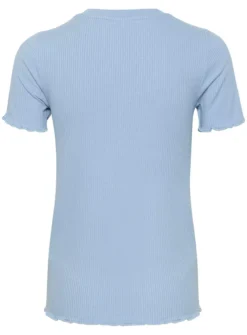 KAFFE Drew Short Sleeve Rib T Shirt Blue M